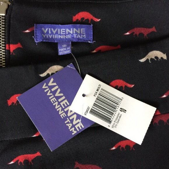 VIVIENNE TAM Fox Print Skirt M/L Woodland Red/Black/Beige Critter - Picture 2 of 4